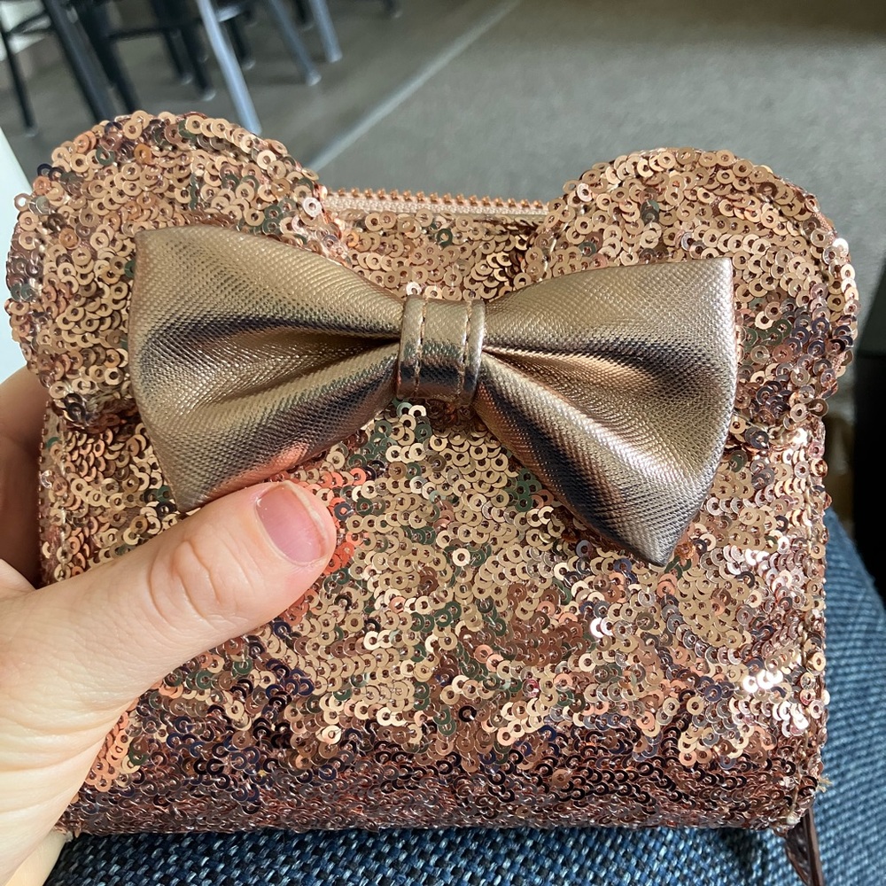Disney Rose Gold Mickey Ears Sequin Loungefly Wallet